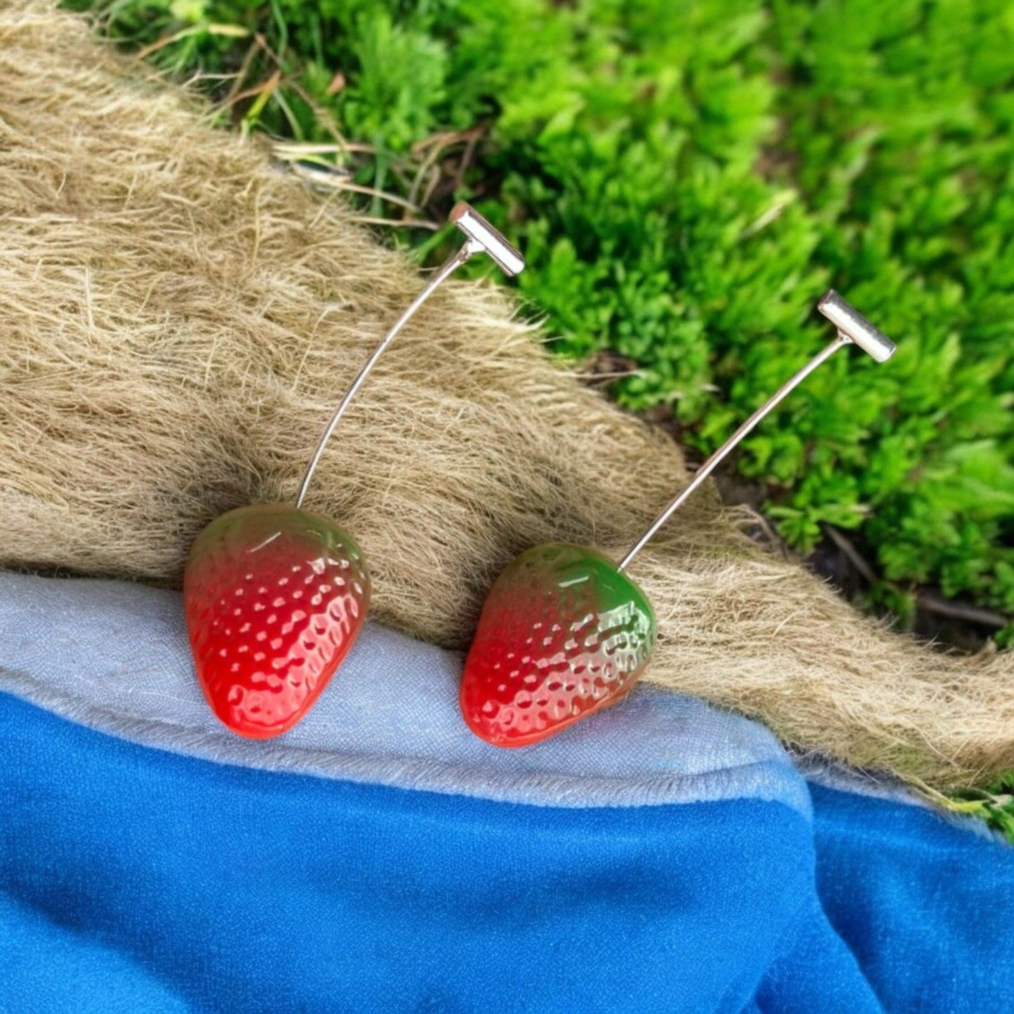 Starry Strawberry Red Drop Earring