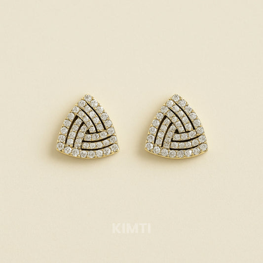Black silver diamond Stud Earring