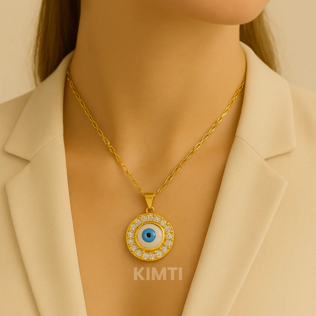 Anti Tarnish 18K Gold Plated Evil Eye Necklace