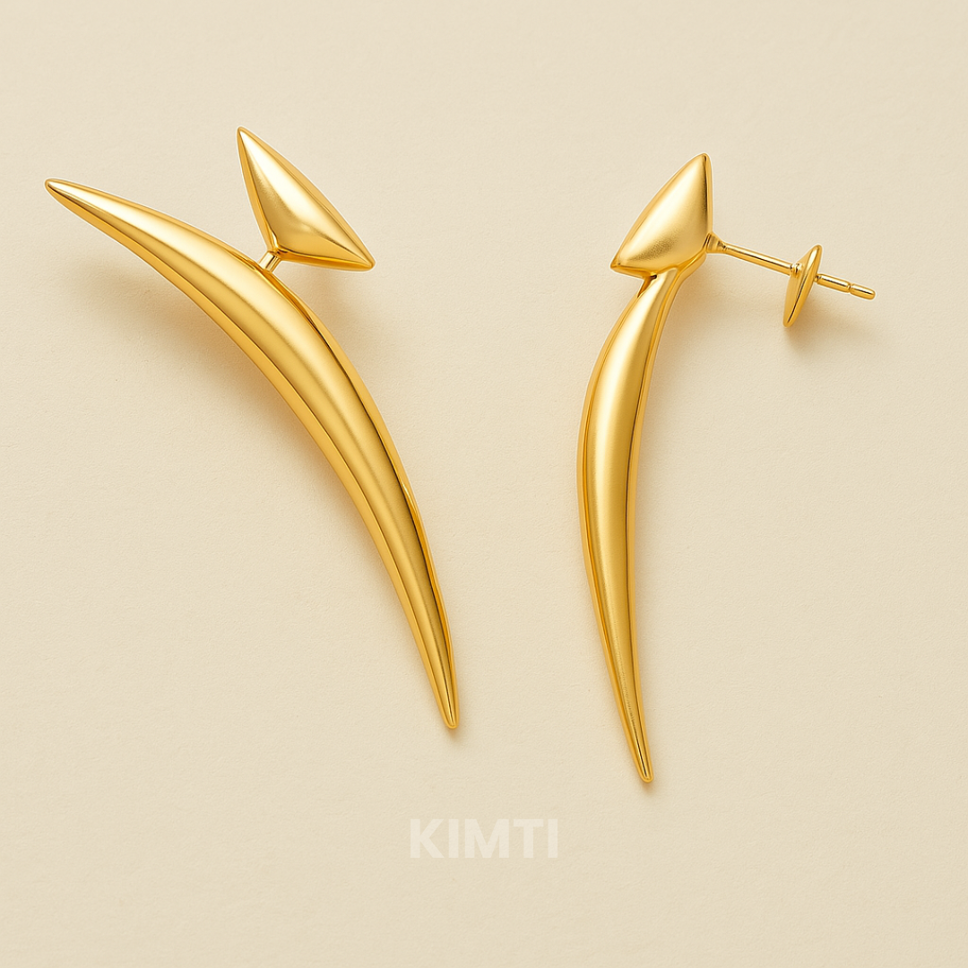 Gold Moon Stud Earrings