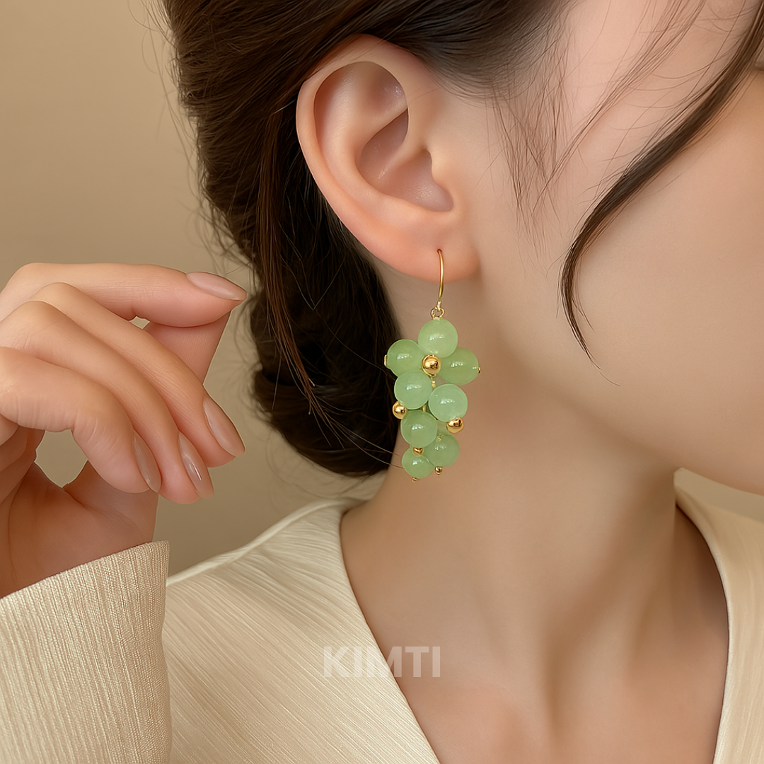 Green Grape Fruit Hook Earrings