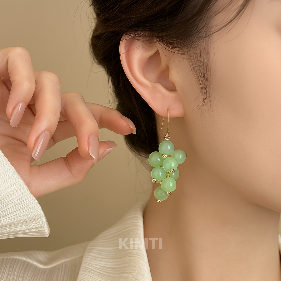 Green Grape Fruit Hook Earrings