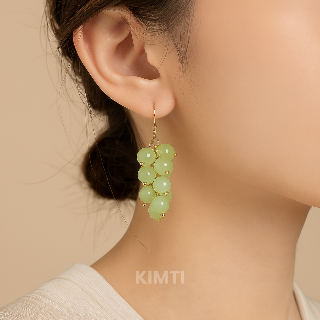 Green Grape Fruit Hook Earrings