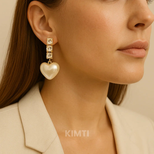 Aurora Pearl Heart Dangler Earring