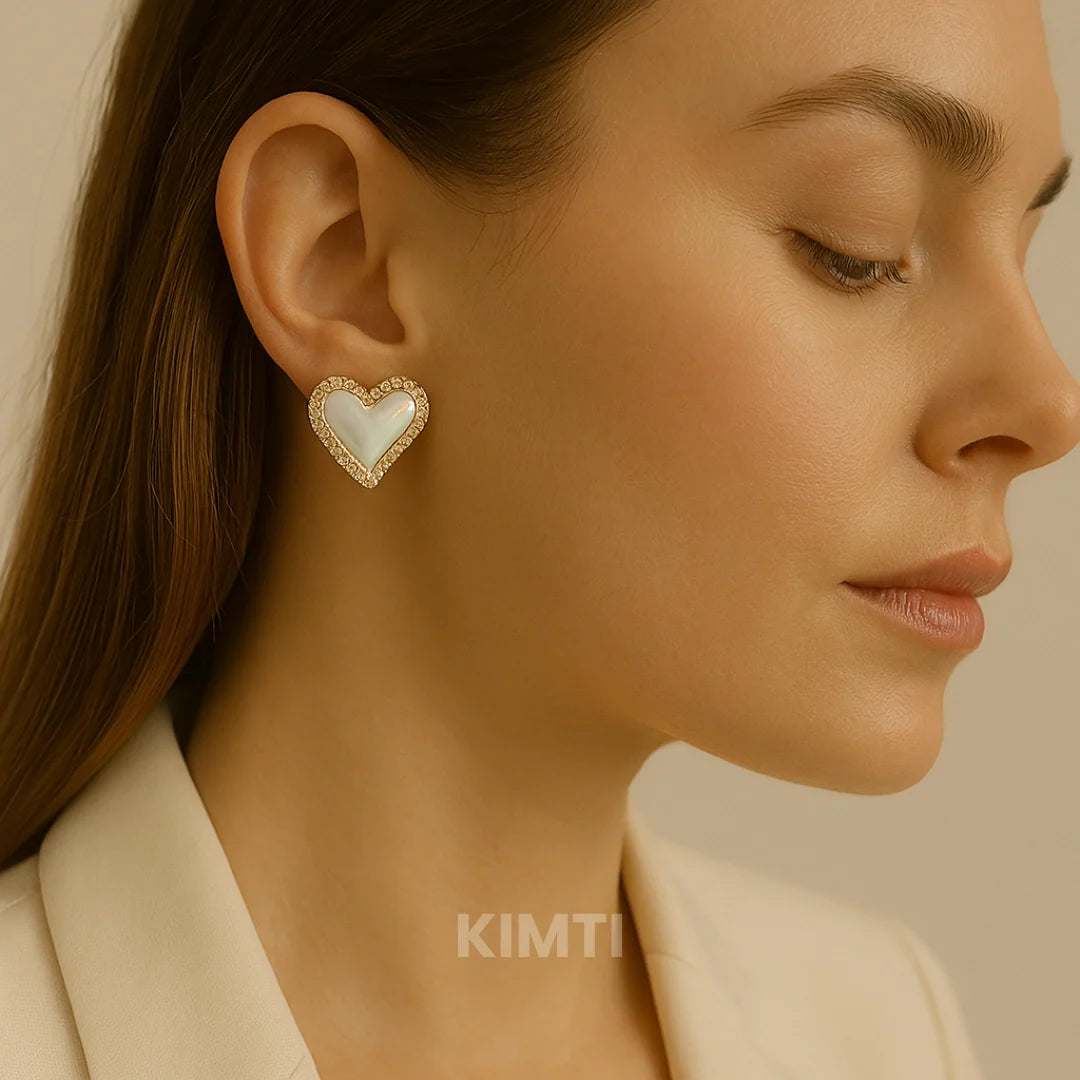 White Heart Stud Earring