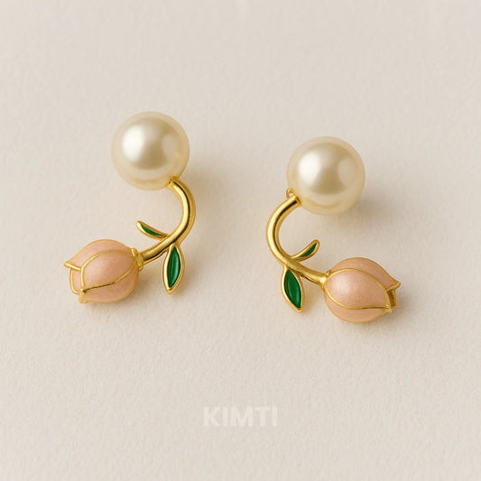 Pink Tulip Pearl Stud Earrings — Buy Any 5 for Rs. 599