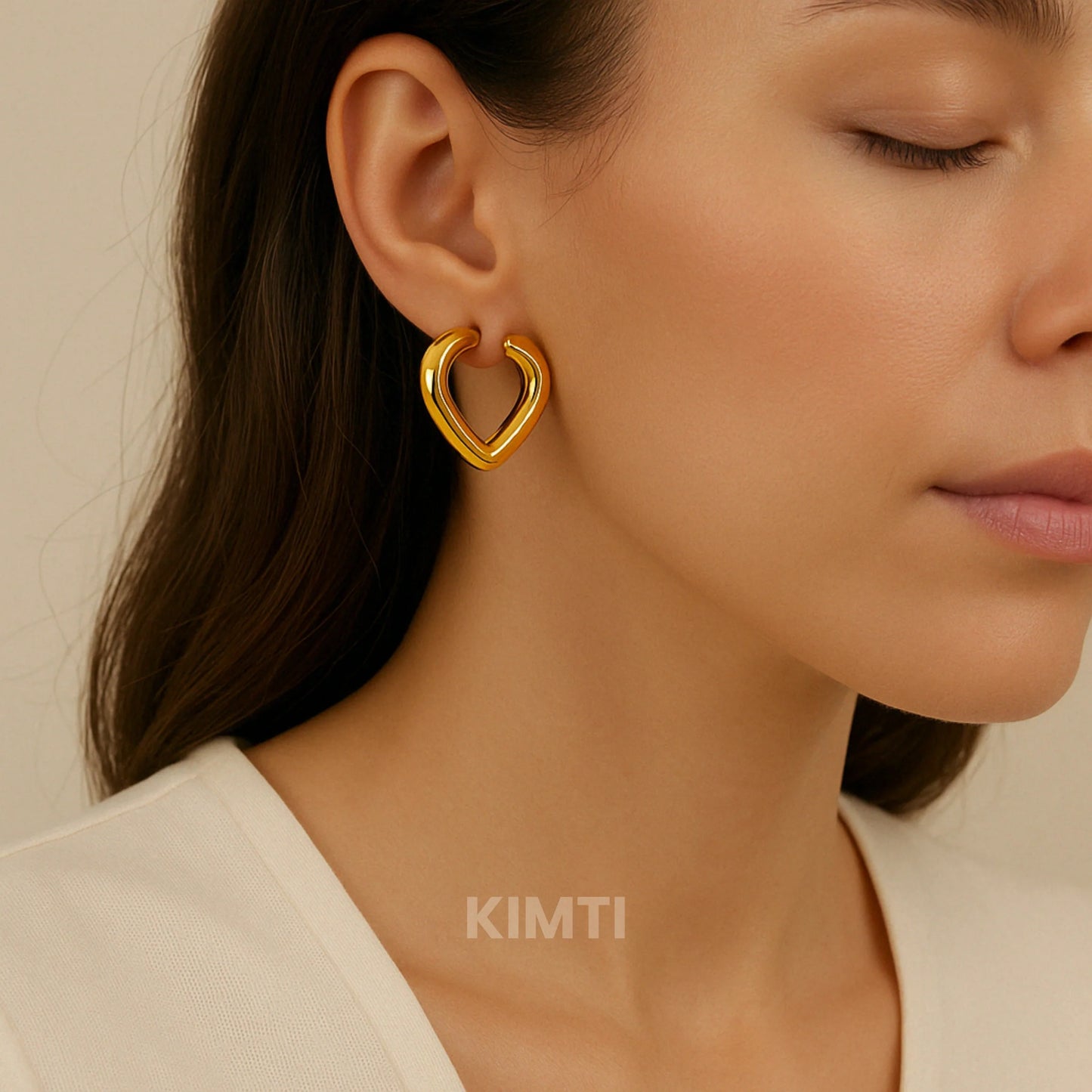 Rose Gold Heart Hoop Earring