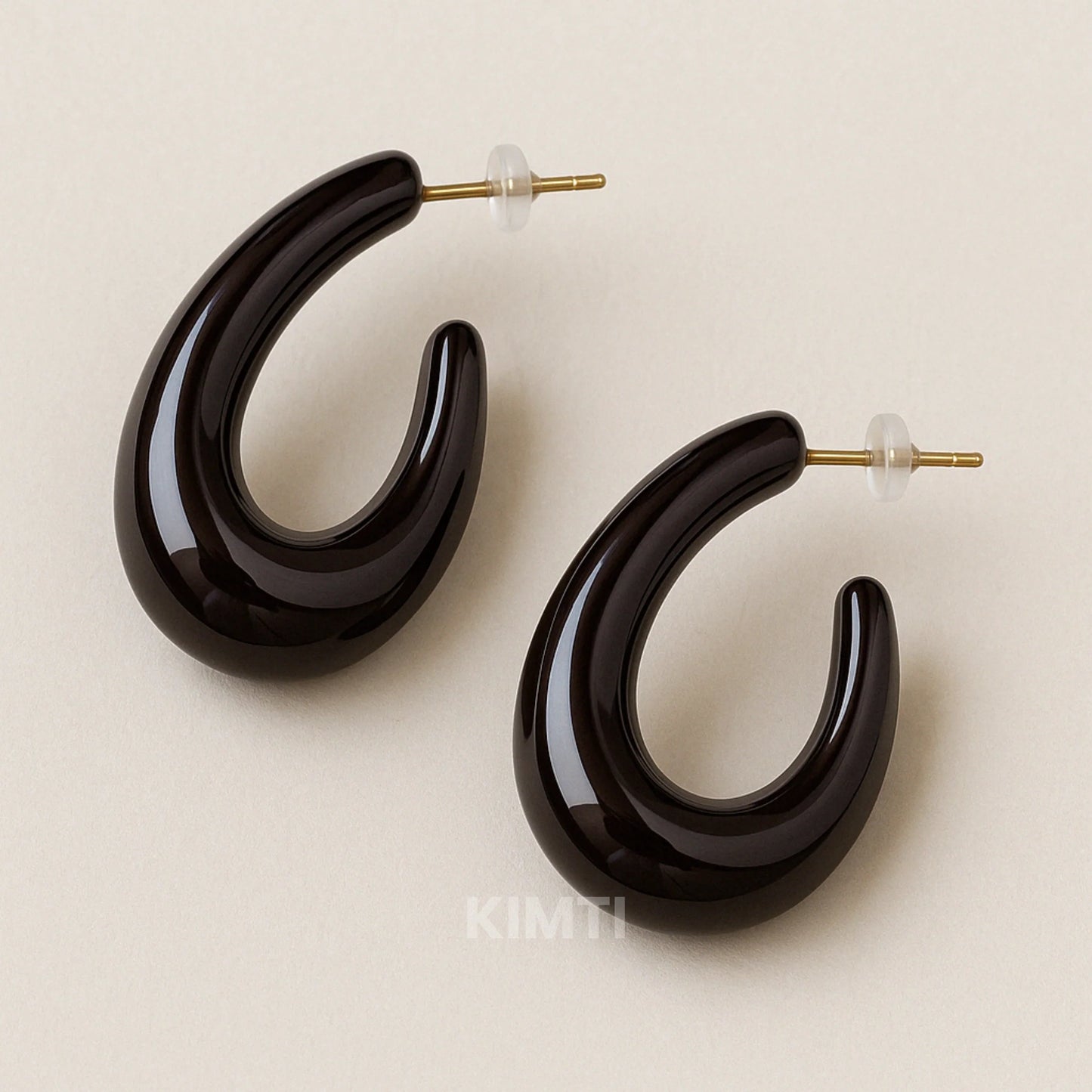 Western Black Hoops Earring