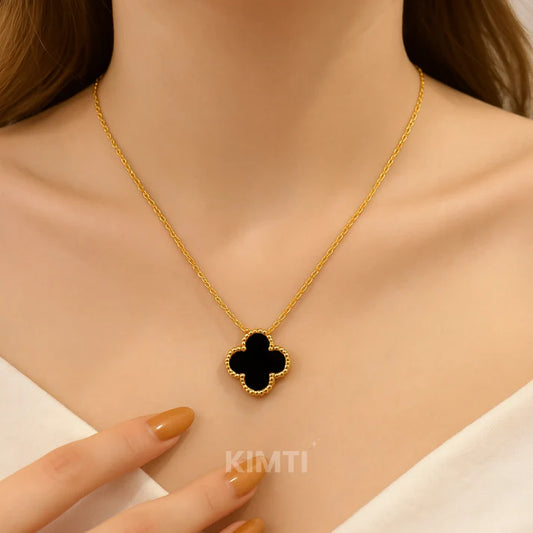 2 in 1 Black and White Anti Tarnish Flower Necklace
