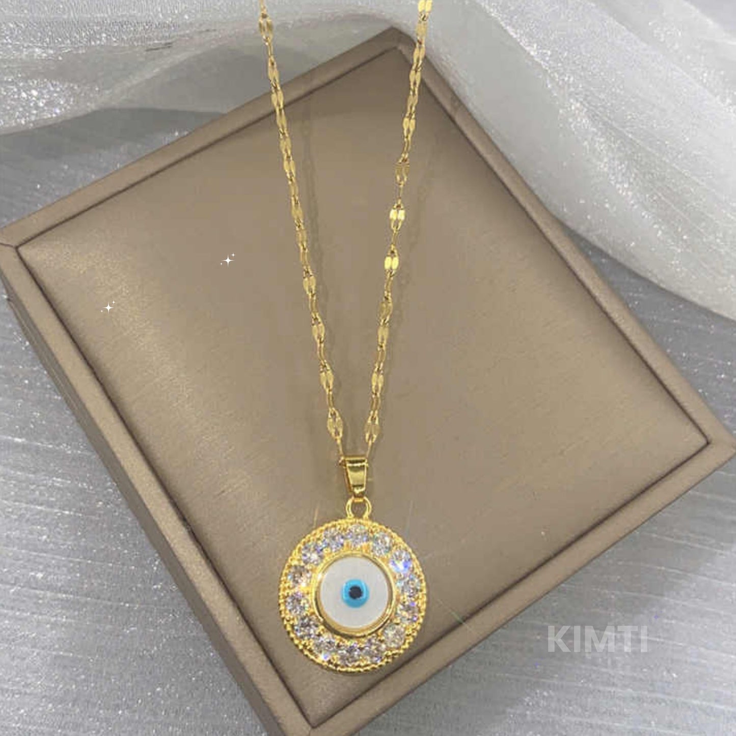 Anti Tarnish 18K Gold Plated Evil Eye Necklace