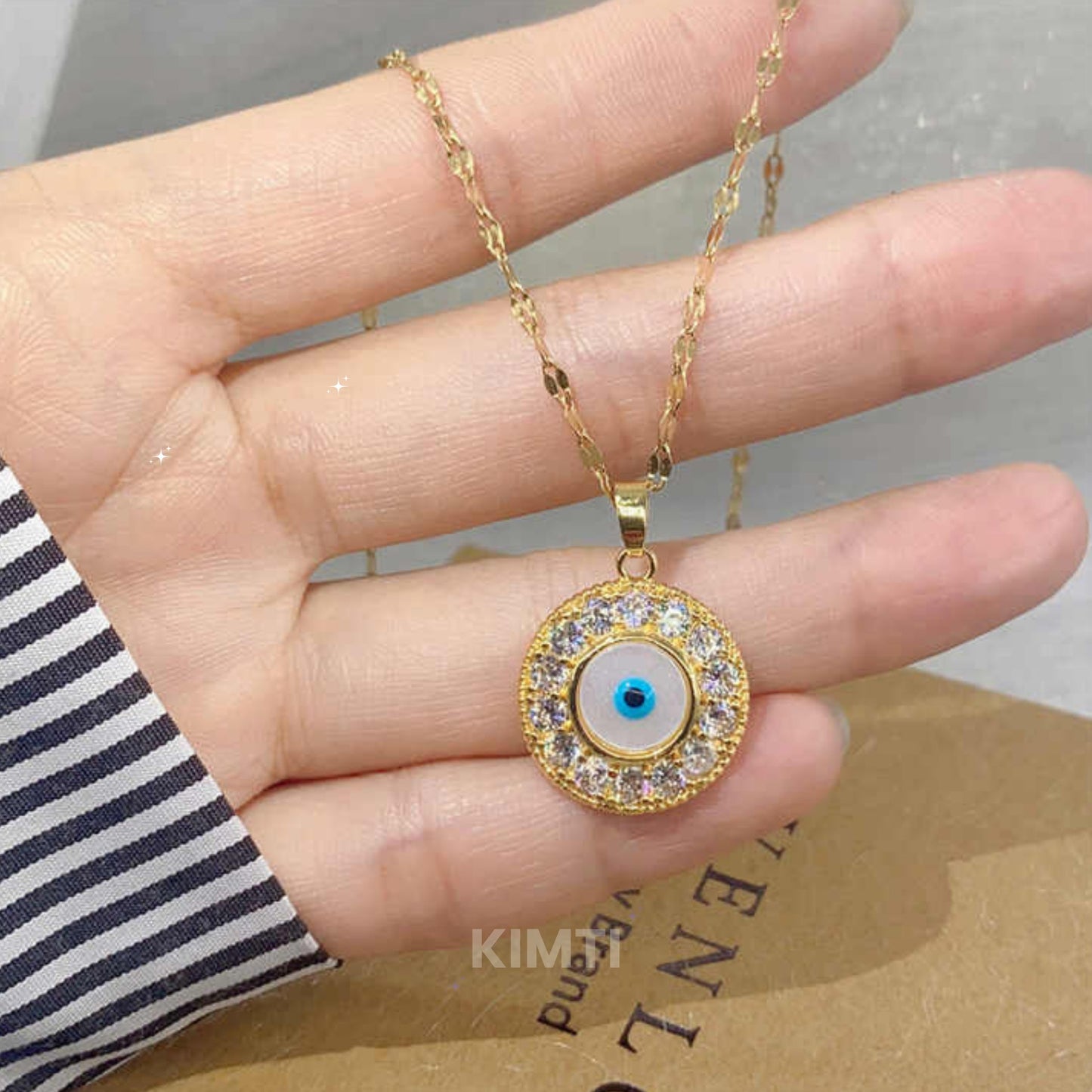 Anti Tarnish 18K Gold Plated Evil Eye Necklace