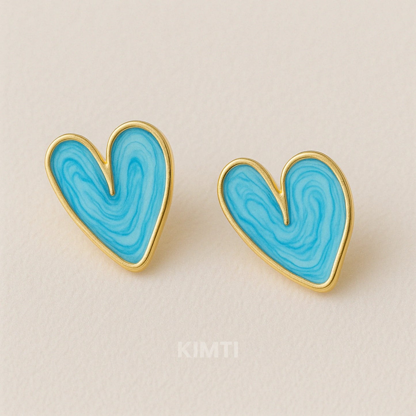 Blue Heart Shape Stud Earring