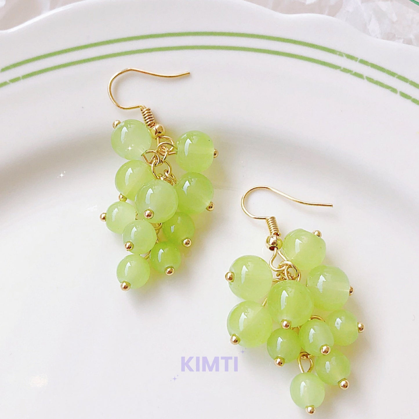 Green Grape Fruit Hook Earrings