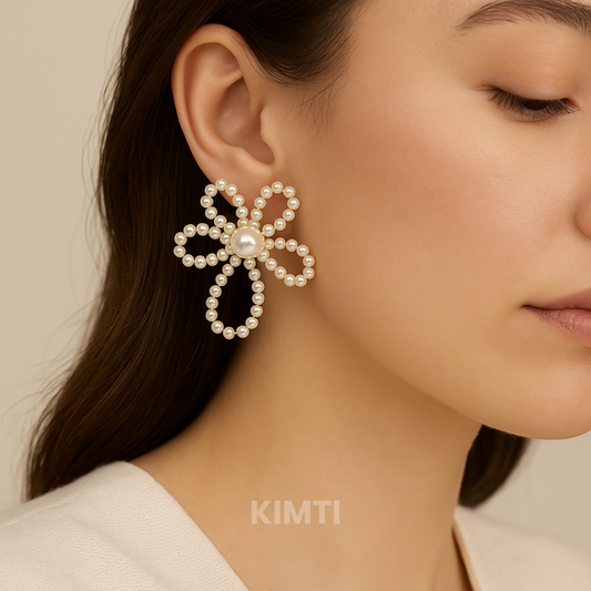 Pearl Blossom Flower Drop Earring