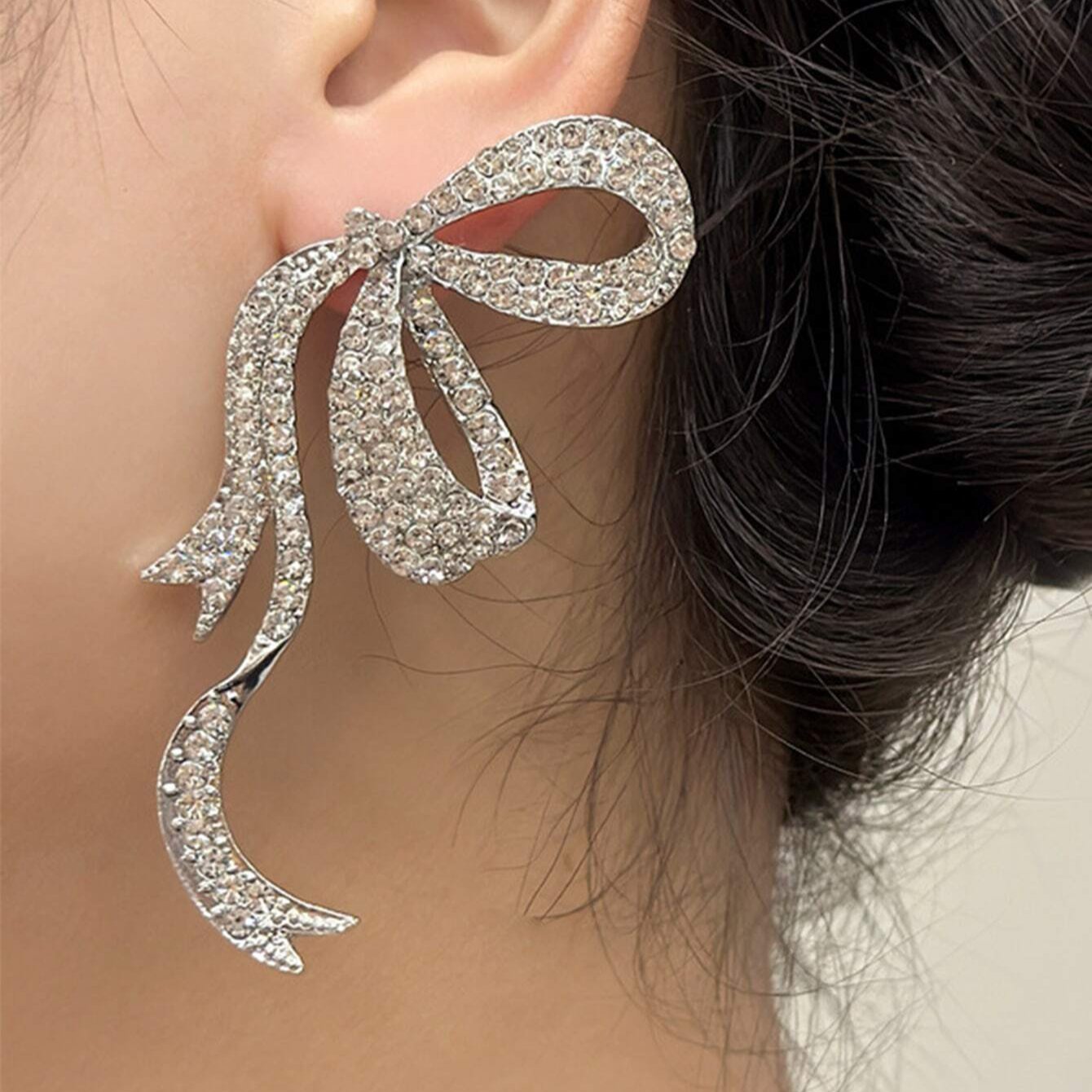 Silver Butterfly Drop Earring