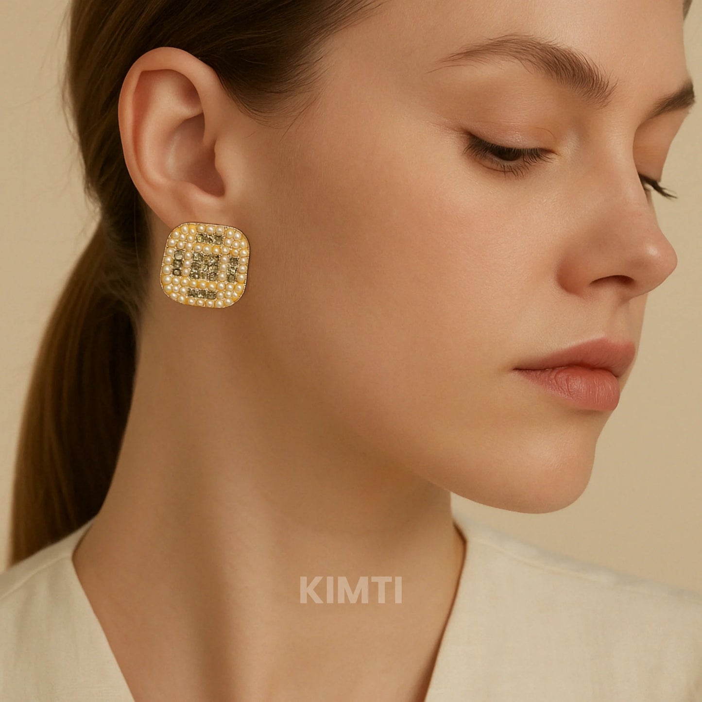 Gold Geometric Stud Earring