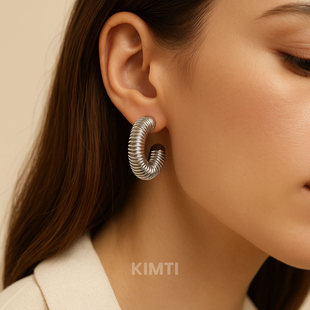 Silver Lustre Hoops Earring
