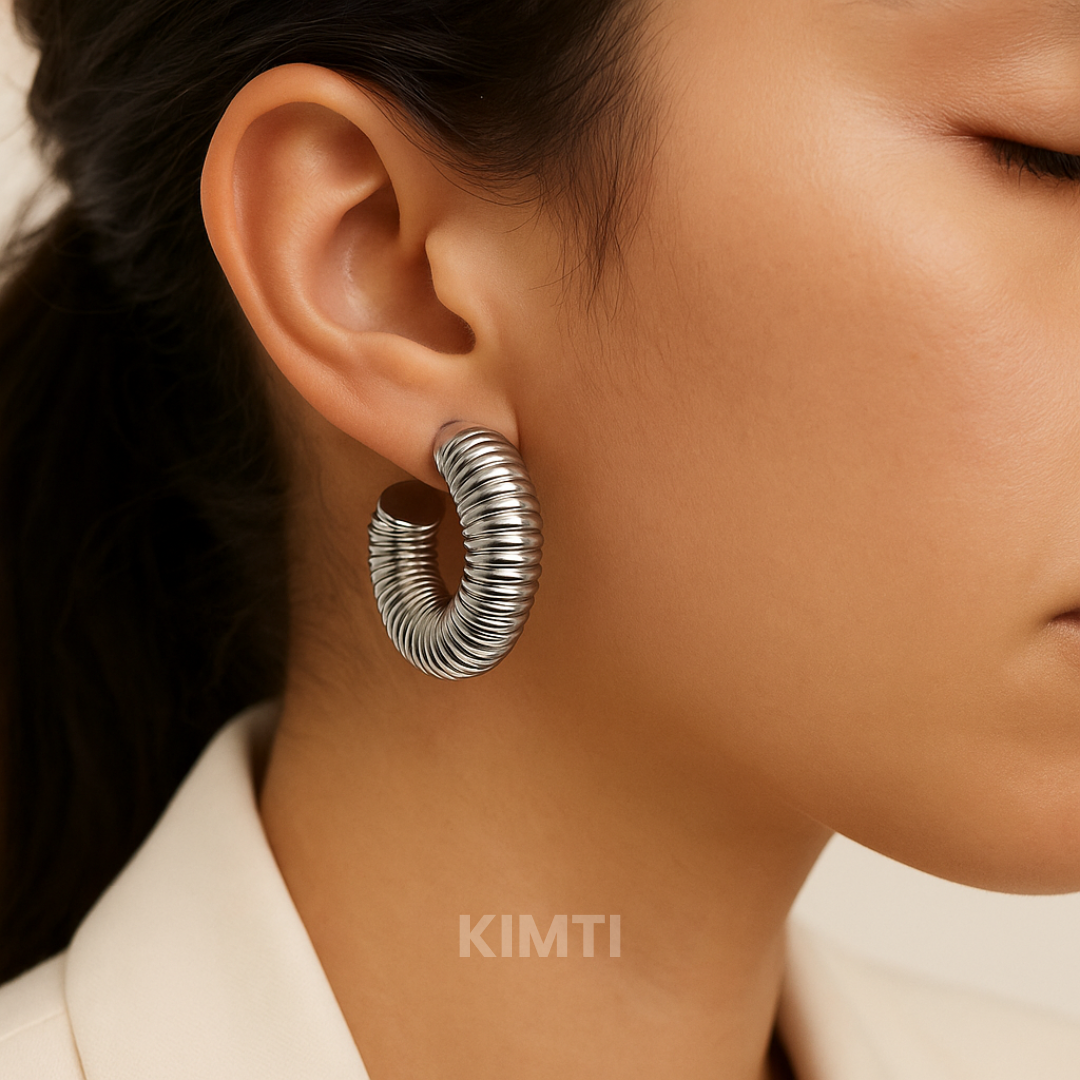 Silver Lustre Hoops Earring