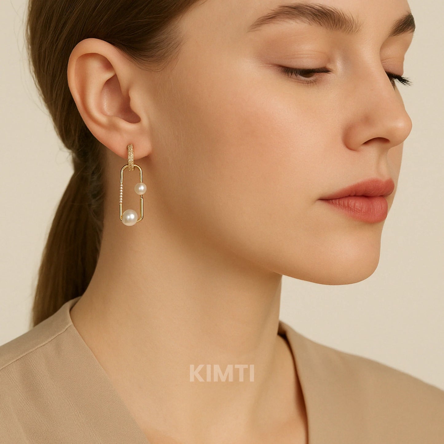 Golden Pearl Drop Earring