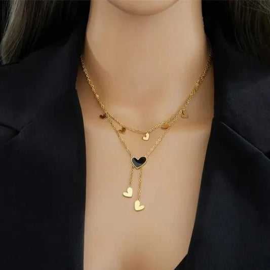 Dual Layer Anti Tarnish Heart Necklace