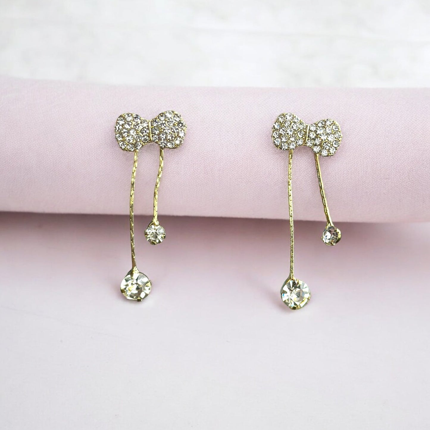 Luminous Silver Bow Drop Earring