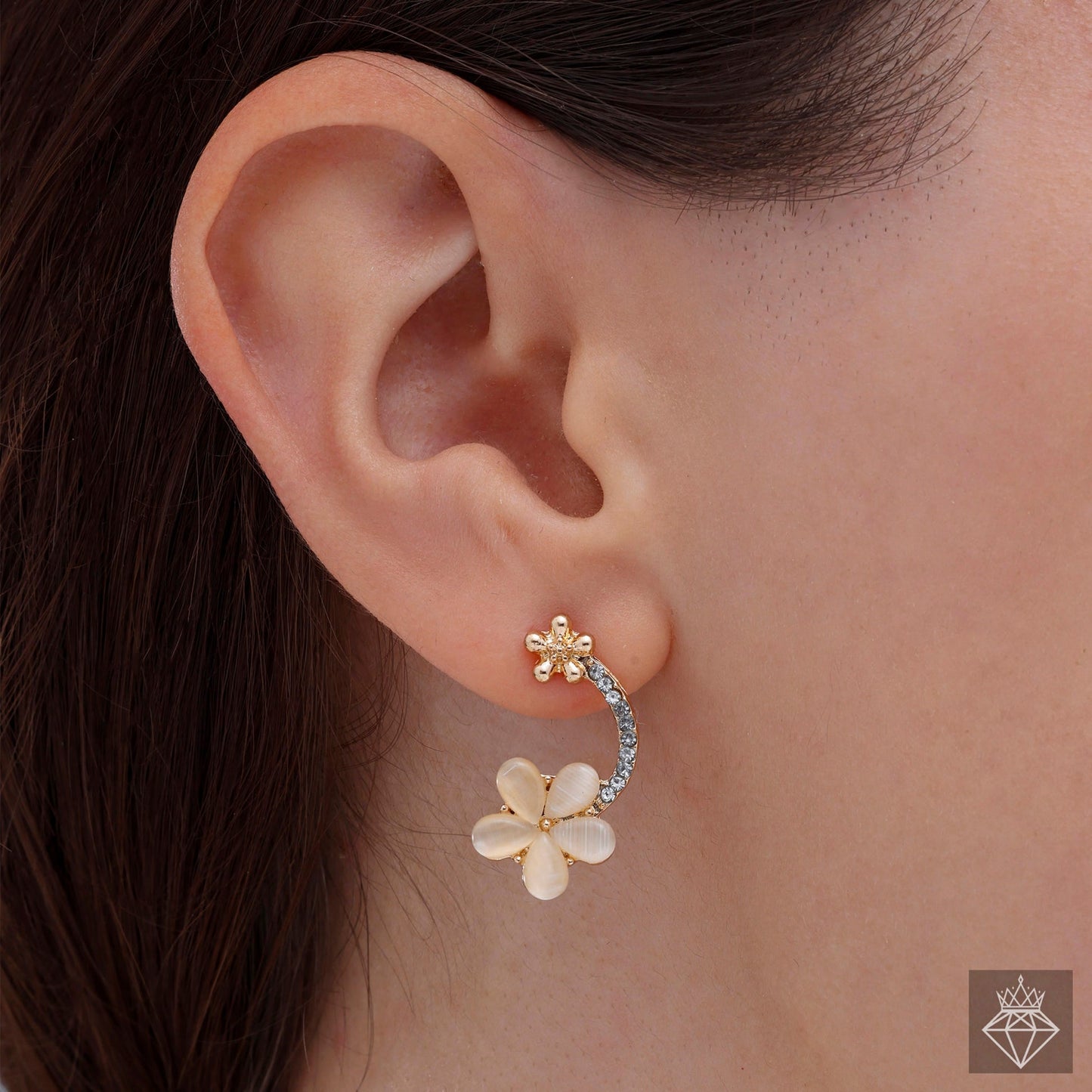 Summer Flower White Dangler Earring