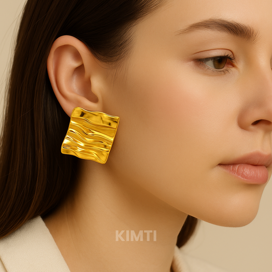 Gold Stud Steel Square Anti Tarnish Earring