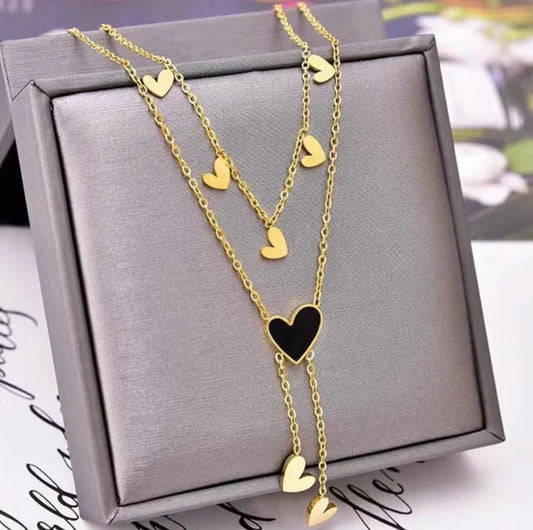 Dual Layer Anti Tarnish Heart Necklace