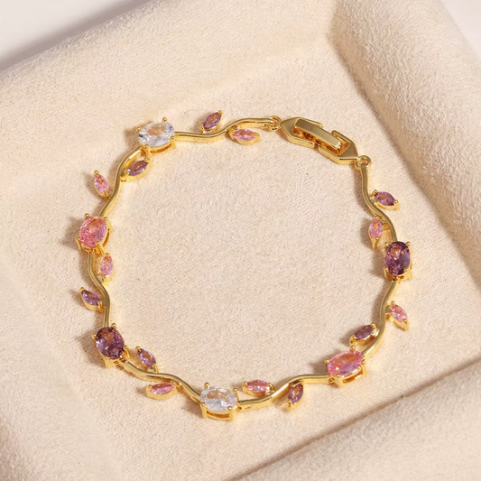 Elegant Floral Link Lightweight Adjustable Tulip Bracelet